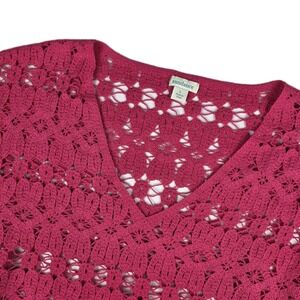 Sundance Top Womens Size Large Samara Crochet Tee Fuchsia Pink